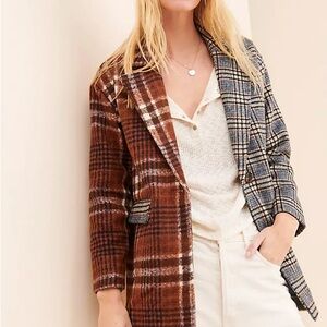 Greylin Plaid Blazer - Brown and Blue
